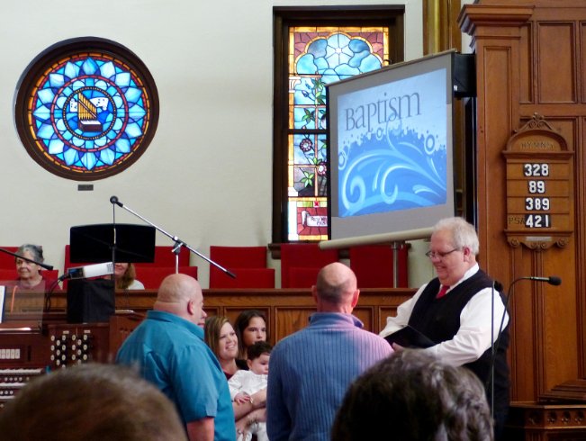 Beginning the Baptism Ceremony at Bethel Methodist Church